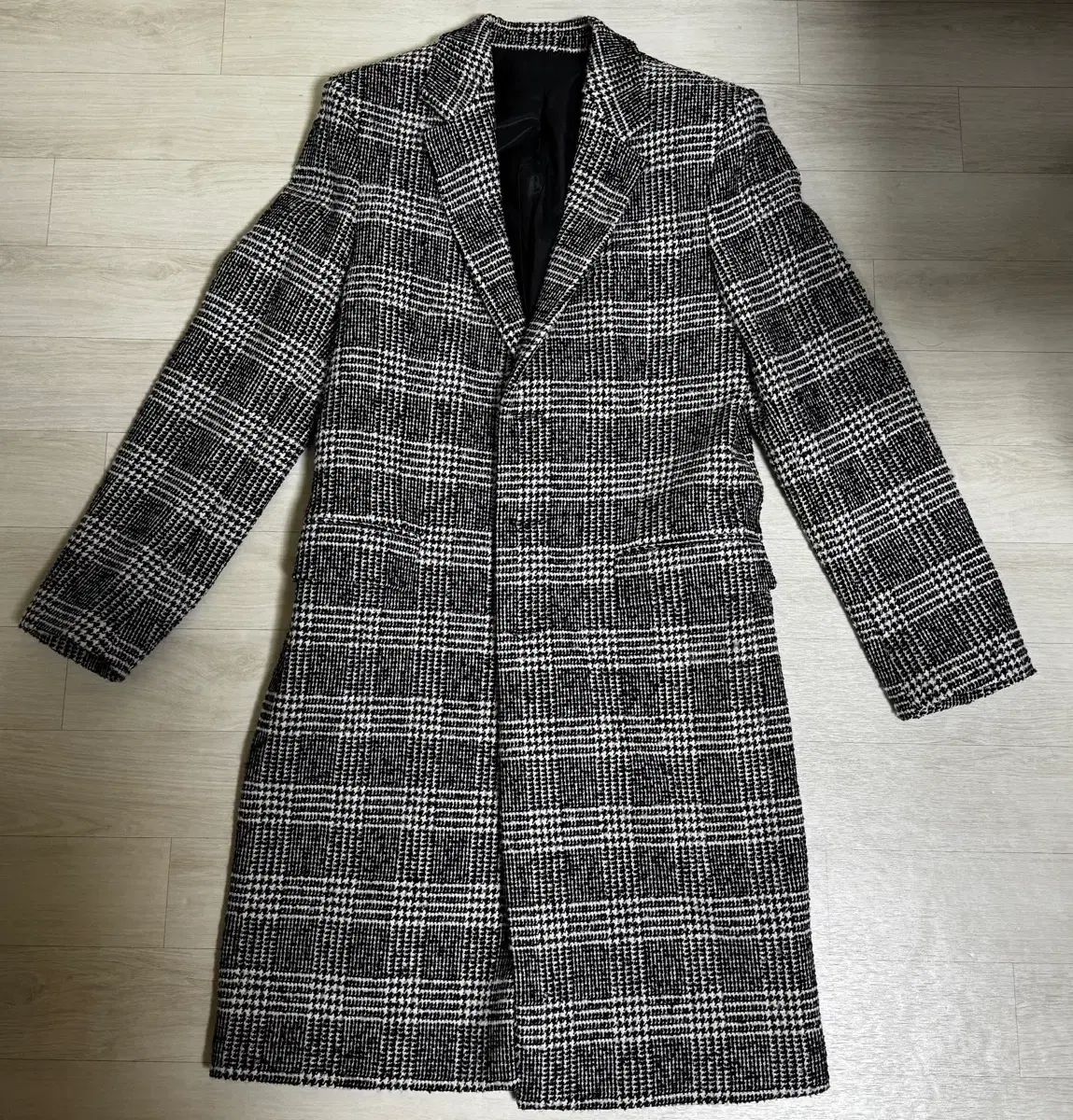 アミAMI モノトーン CHECK ロング ウール コート