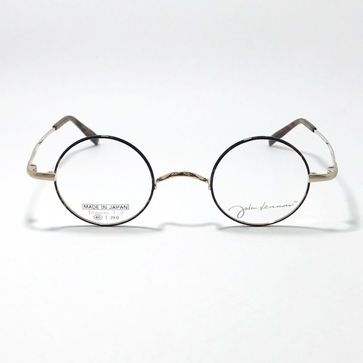 John Lennon ジョンレノン 度付可 made in Japan 丸メガネ クラシック 眼鏡 フレーム サングラス JL 1135-1-40 ブラウンデミ ゴールド