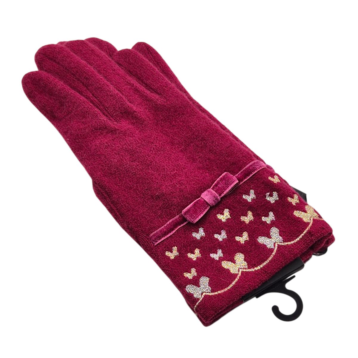 06 s アナスイ バーガンディ 蝶 アンゴラ-ウール 手袋