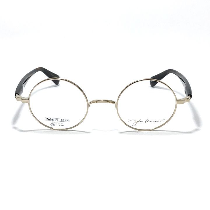 John Lennon ジョンレノン 度付可 made in Japan 丸メガネ クラシック 眼鏡 フレーム サングラス JL 1137-1-46 ゴールド クリアブラウン