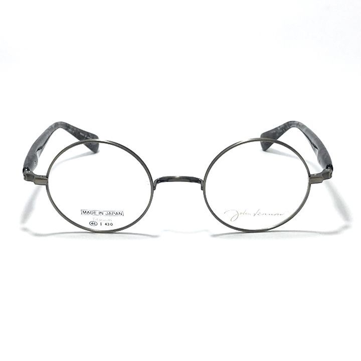 John Lennon ジョンレノン 度付可 made in Japan 丸メガネ クラシック 眼鏡 フレーム サングラス JL 1137-3-46 マットシルバー グレーデミ