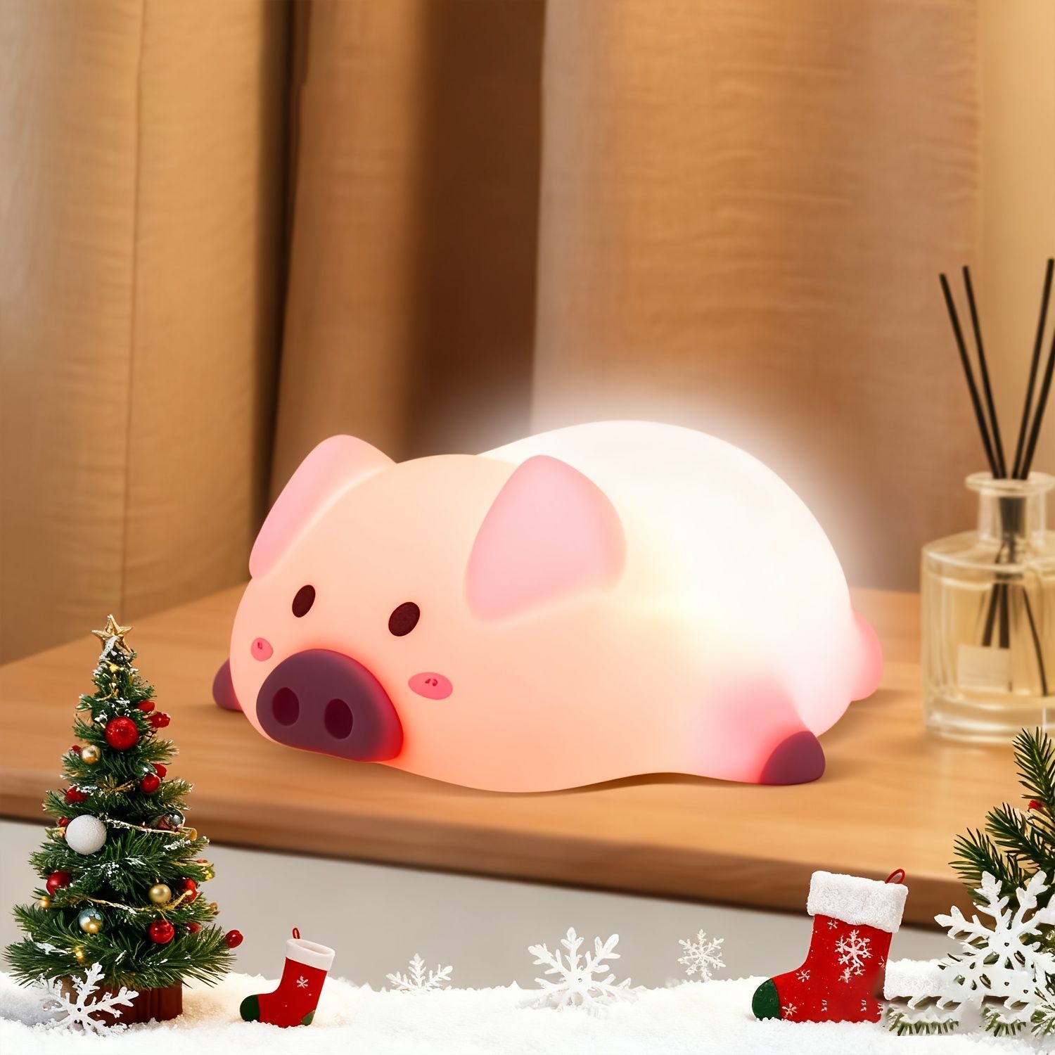 ナイトライト ベッドサイドランプ 卓上ライト オブジェ 寝そべっているブタ ぶた 豚 癒しグッズ 間接照明 インテリア 寝室 授乳ライト テーブルライト テーブルランプ オシャレ ギフト プレ