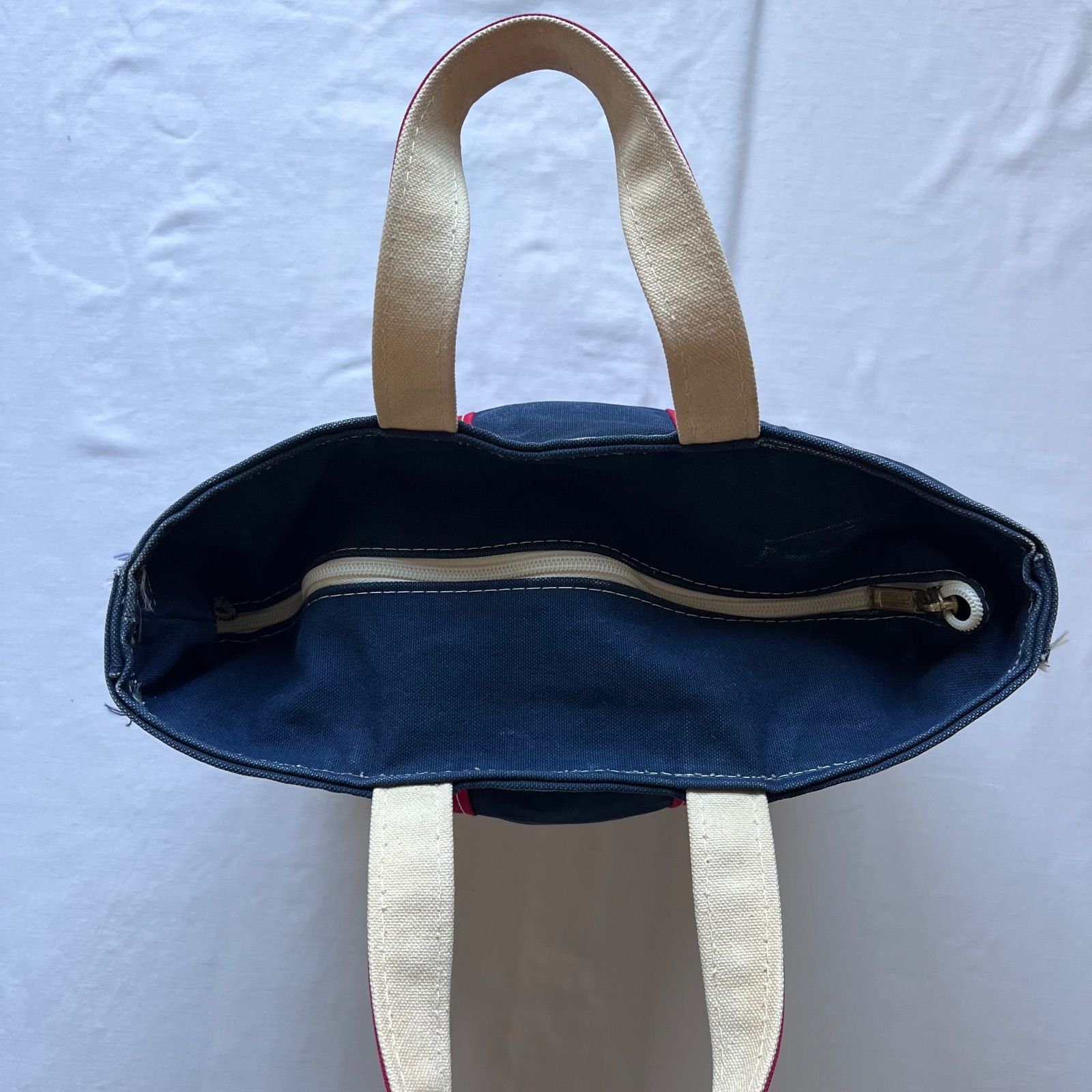 80s L.L.Bean デラックストート ラージ レッド×ネイビー LLBEAN 