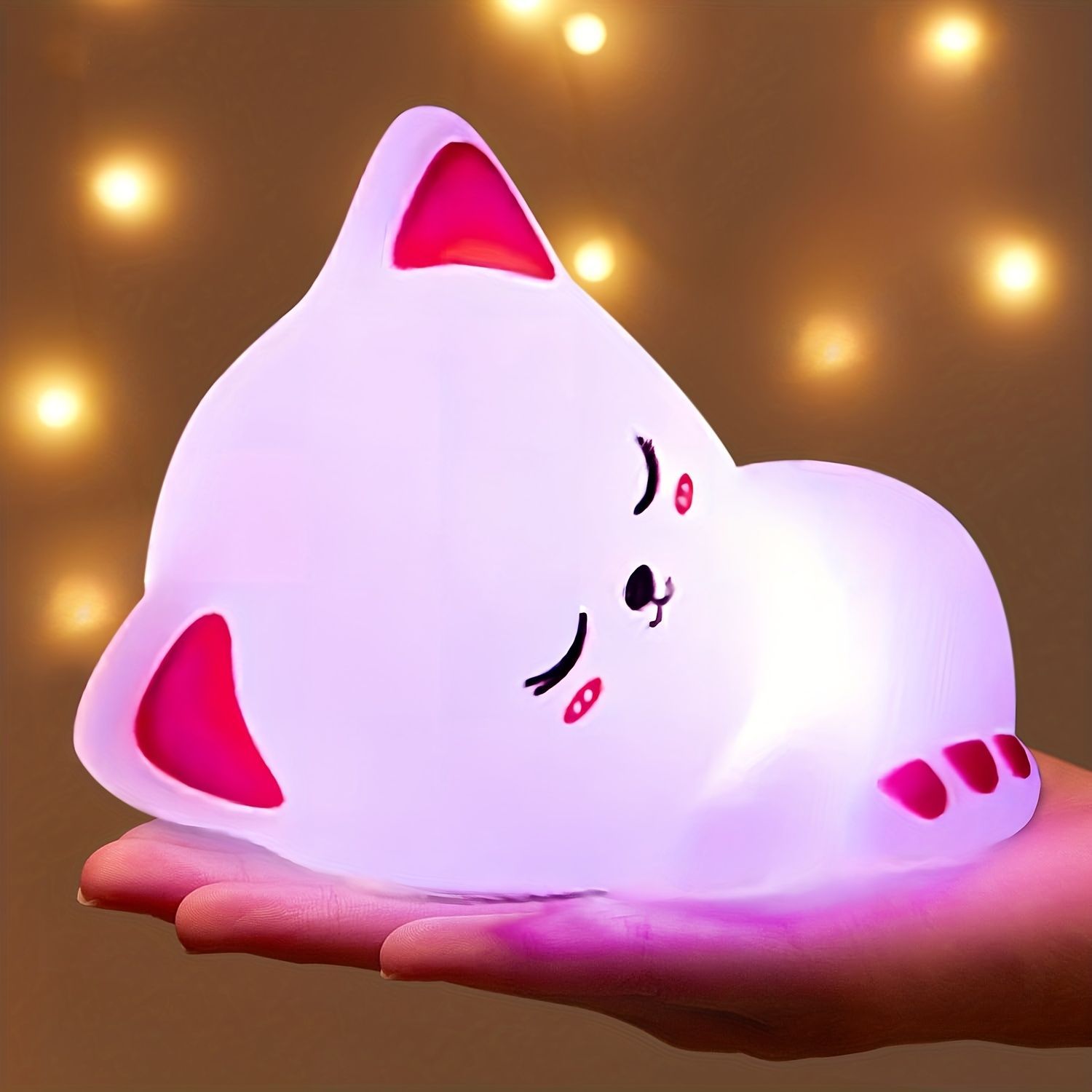 ナイトライト ベッドサイドランプ 卓上ライト オブジェ 寝ているネコ