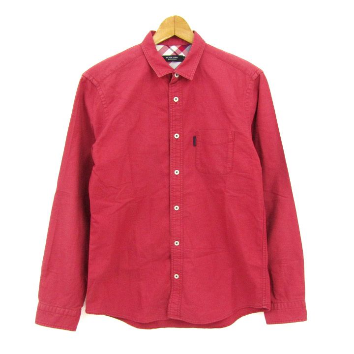 バーバリーブラックレーベル 長袖シャツ トップス コットン メンズ レッド BURBERRY BLACK LABEL