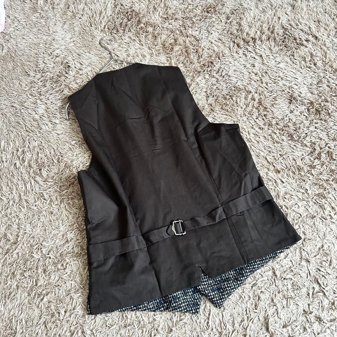 LARDINI ラルディーニ ツイード切替 ジレベスト 44 ネイビー