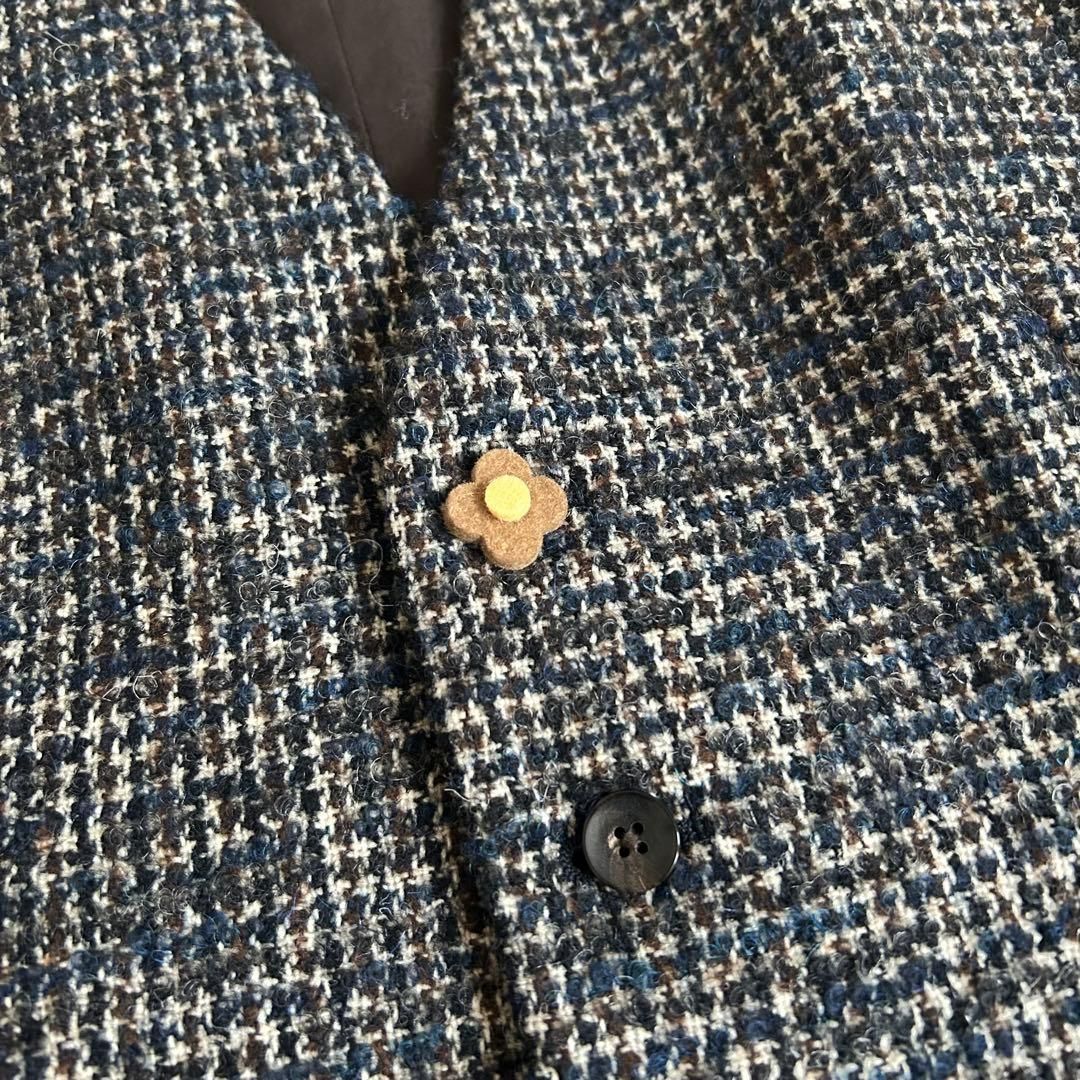 LARDINI ラルディーニ ツイード切替 ジレベスト 44 ネイビー