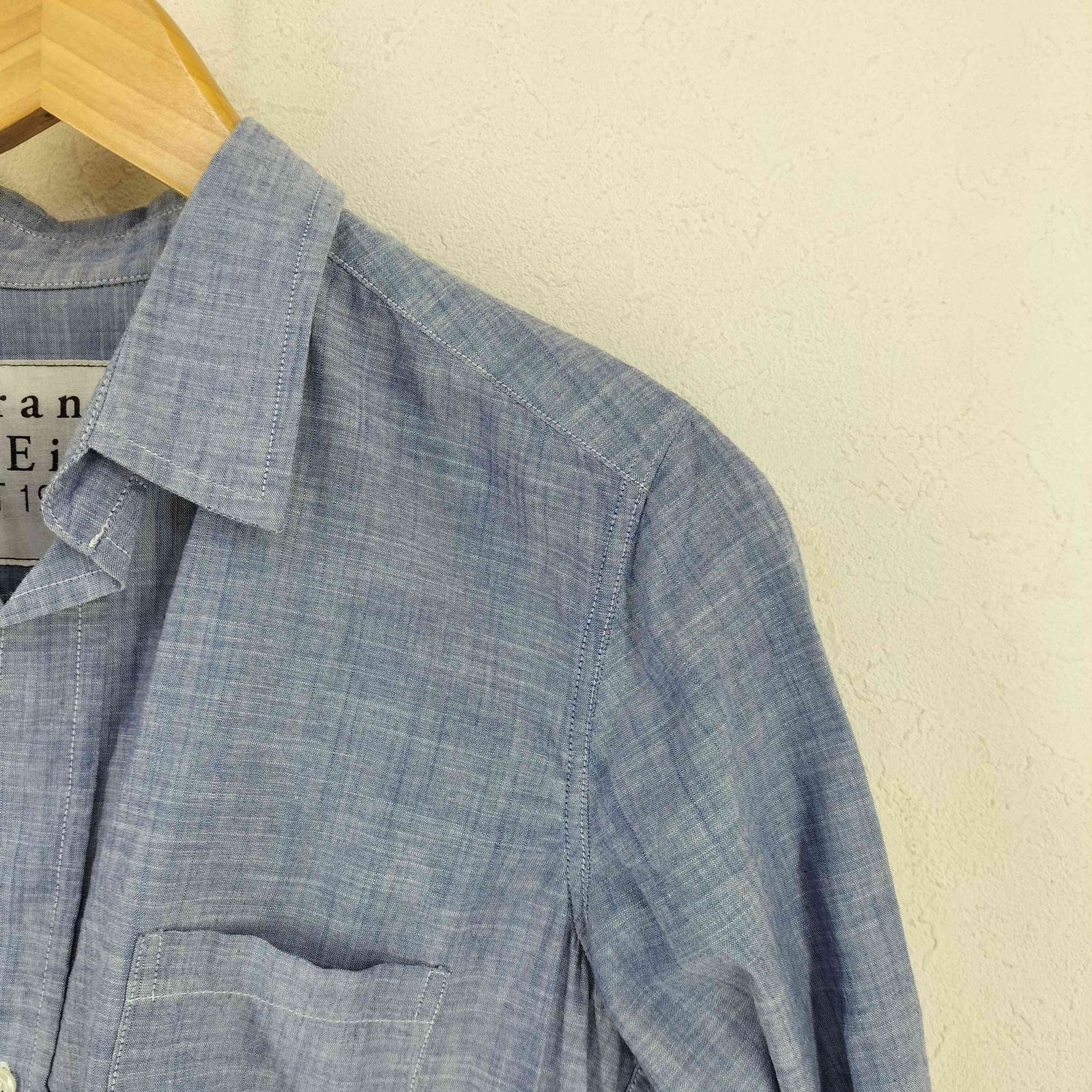 フランク&アイリーン BARRY シャツ 長袖 スキッパー XS 紺 白 