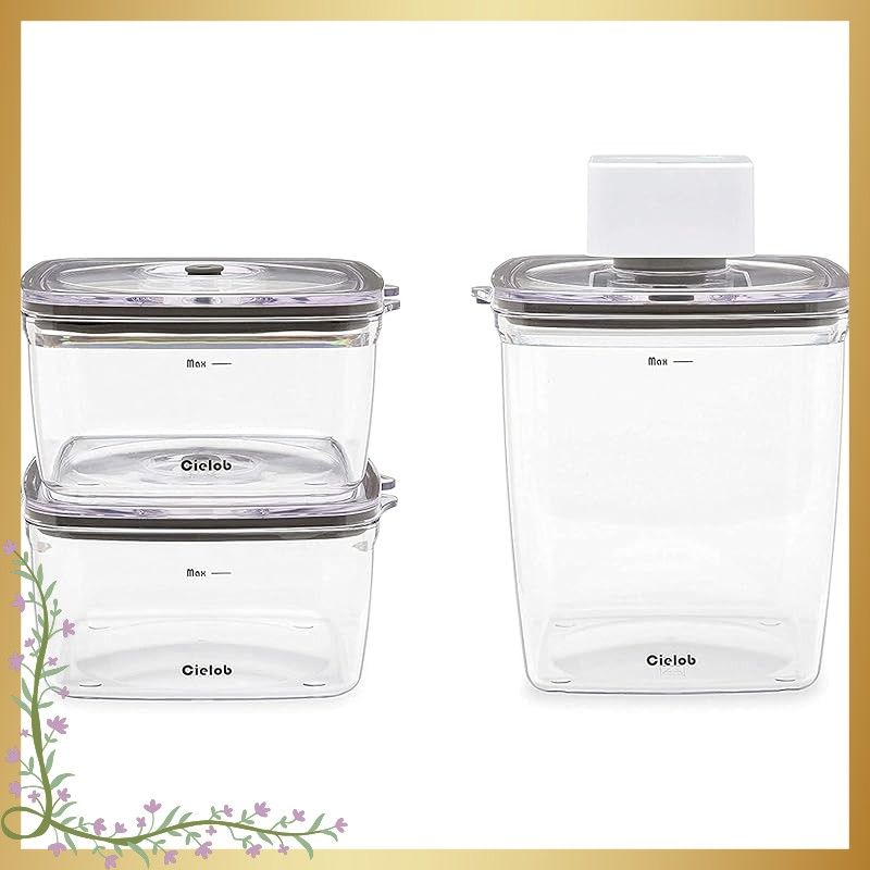 Cielob セーロブ 真空キャニスター 食材保存容器コンテナ キャニスター 真空状態 長持ち 食材のロスを減らす スクエア容器 4点セット