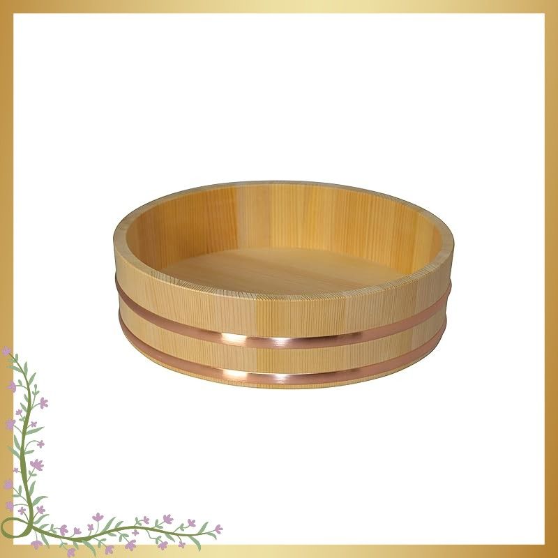 志水木材産業 木曽の桶屋 木曽さわらの寿司桶１尺１寸 ５合用 飯切 飯台 ３３cm 日本製