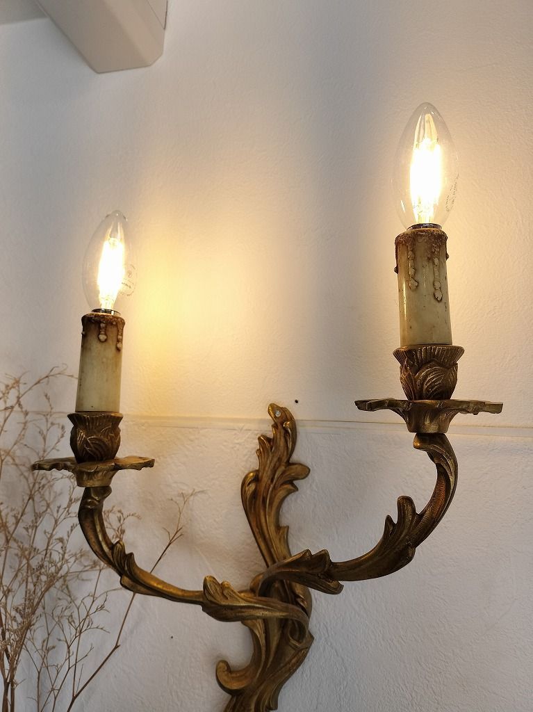 フランス アンティーク 壁かけ ランプ ブロンズ 2灯ブラケット - メルカリ