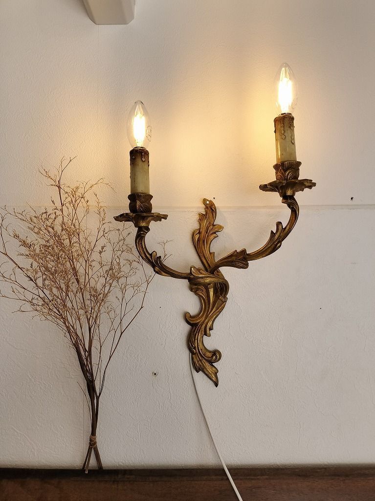 フランス アンティーク 壁かけ ランプ ブロンズ 2灯ブラケット - メルカリ