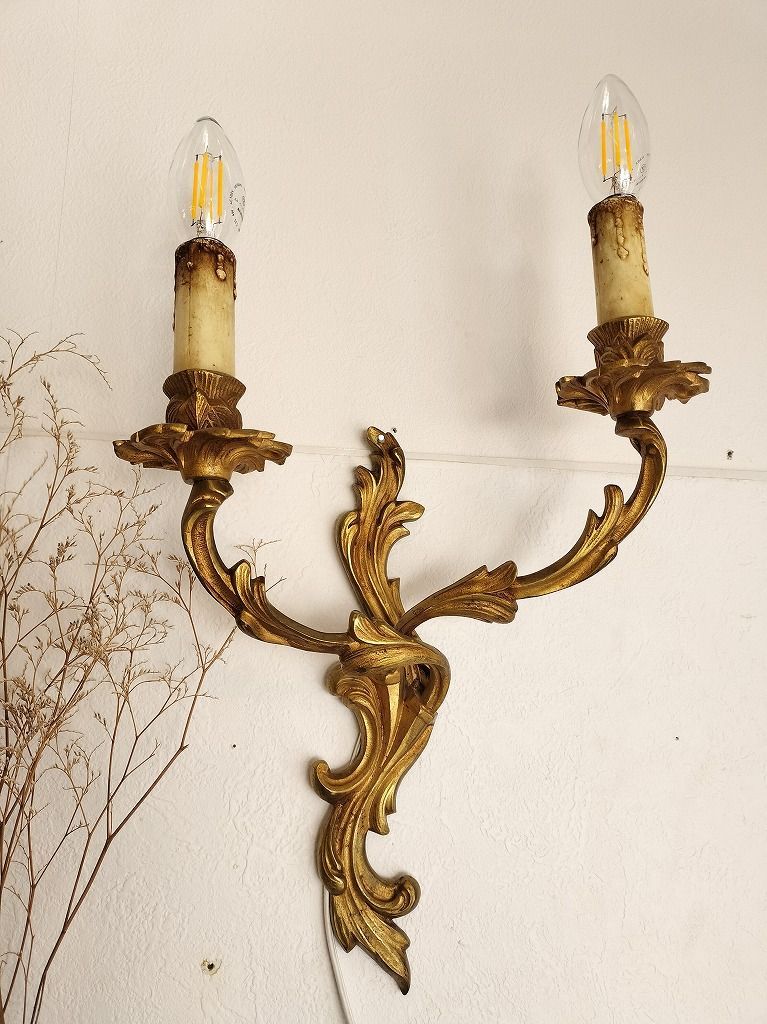 フランス アンティーク 壁かけ ランプ ブロンズ 2灯ブラケット - メルカリ