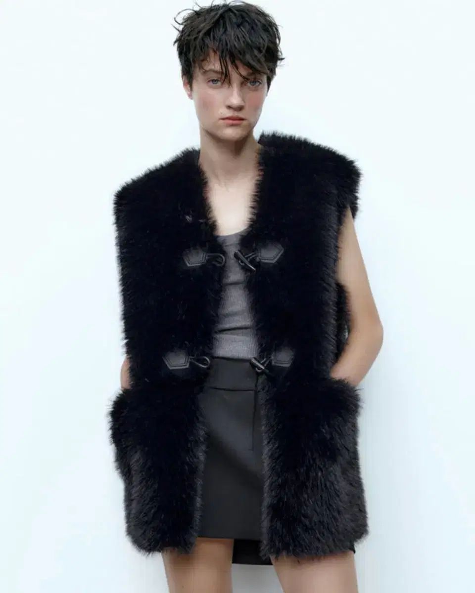 断捨離| ZARA ブラック ファー ベスト XSサイズ YouTuber オススメ品