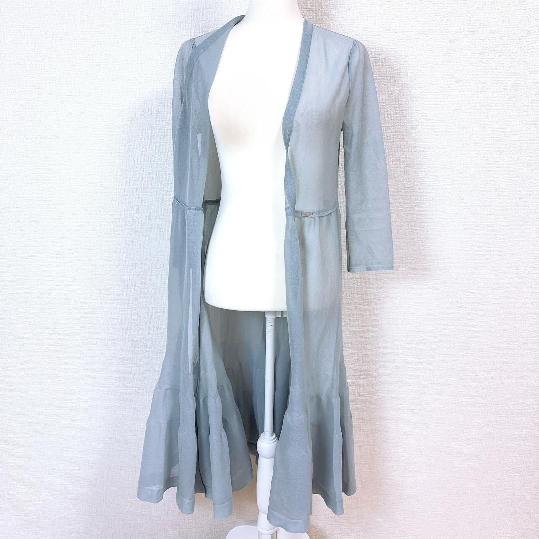 【美品】フォクシー ロングシアーカーディガン 38 無地 グレーブルー 美品】FOXEY ロングシアーカーディガン 38 無地 グレーブルー - メルカリ