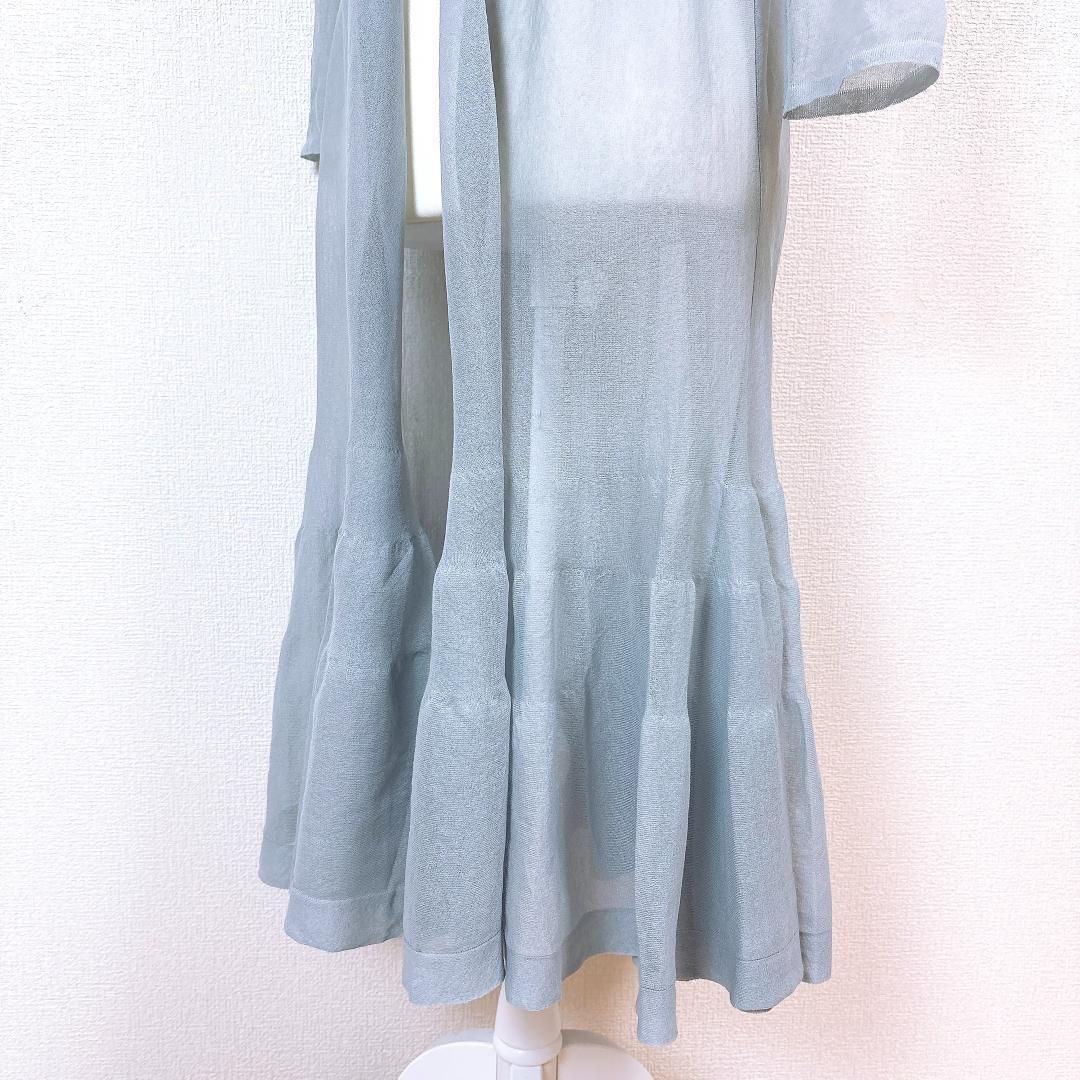 美品】FOXEY ロングシアーカーディガン 38 無地 グレーブルー - メルカリ