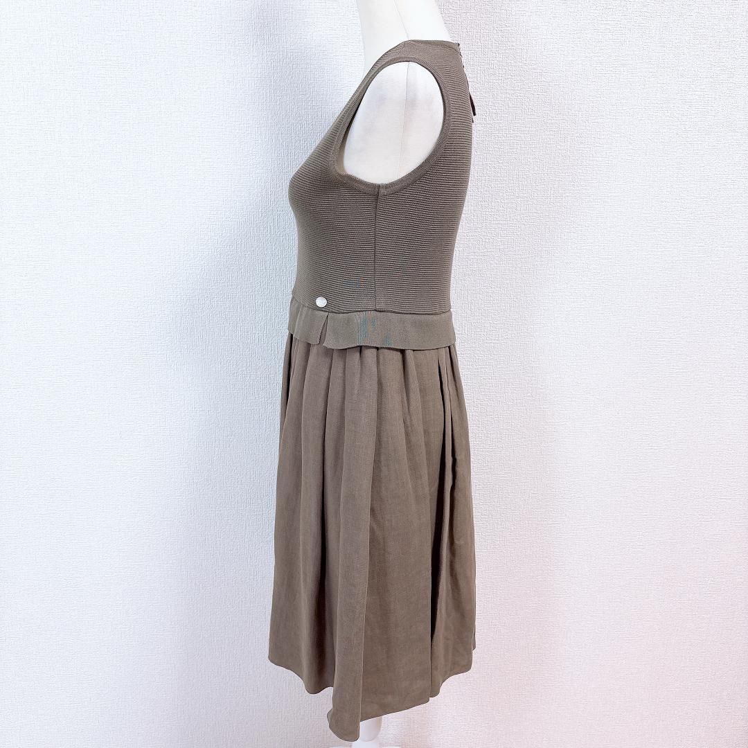美品　フォクシーブティック ワンピース 切替 ニット リネン ノースリーブ 美品フォクシーブティック ワンピース 切替 ニット リネン ノースリーブ