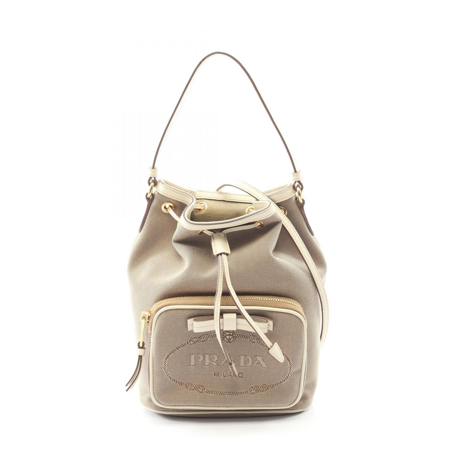 プラダ PRADA ハンドバッグ LOGO JACQUARD ベージュ/ホワイト