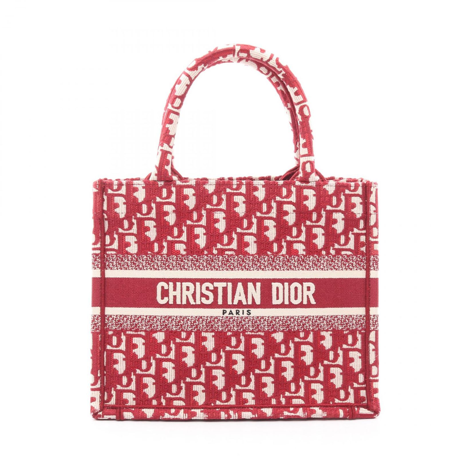 ディオール Dior トートバッグ BOOK TOTE ブックトート スモール オブリーク レッド キャンバス レディース A
