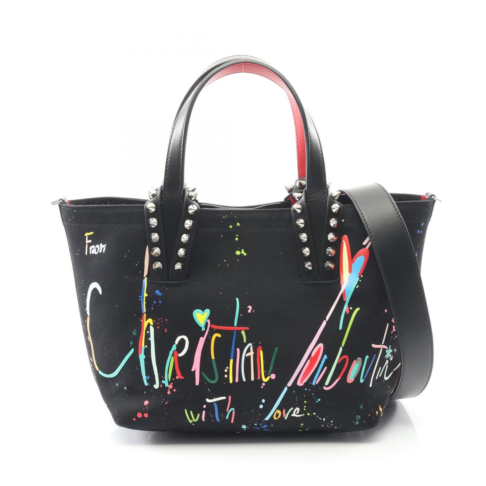 クリスチャンルブタン Christian Louboutin ハンドバッグ CABATA MINI カバタ ミニ グラフィティ ブラック マルチ キャンバス レザー トートバッグ
