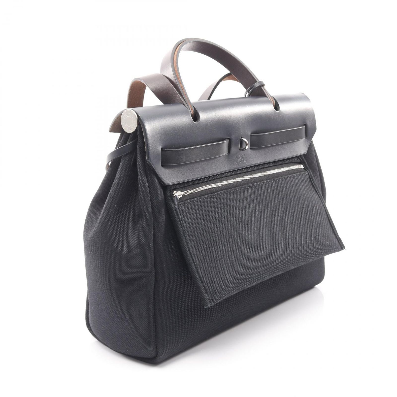 エルメス HERMES ハンドバッグ エールバッグジップPM ルトゥルネ ブラック ブルーインディゴ キャンバス レザー