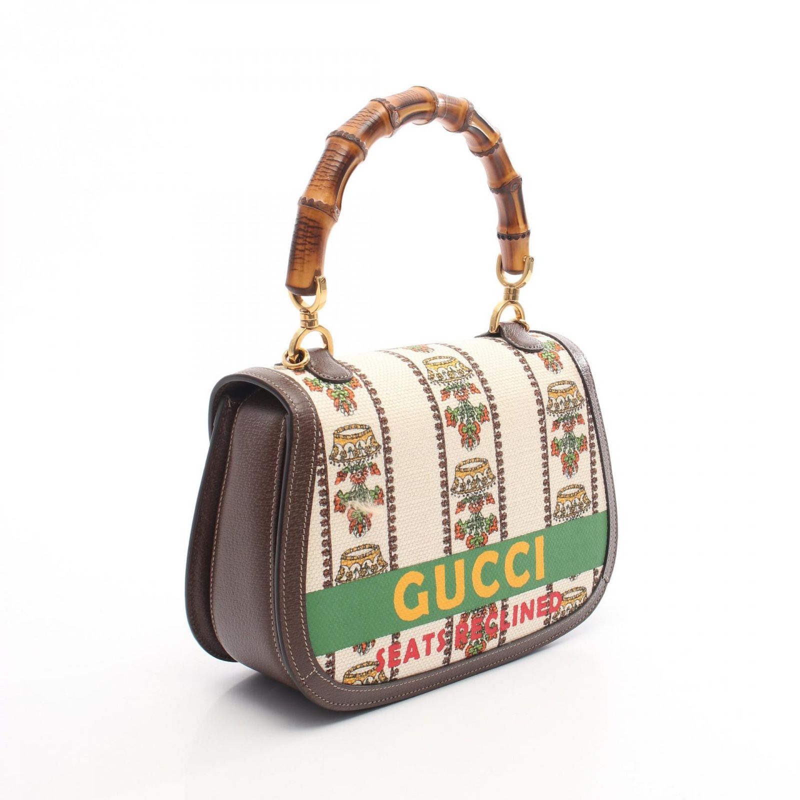 グッチ GUCCI ハンドバッグ MUSIC IS MINE バンブー 681173 ダークブラウン マルチ キャンバス レザー 2 wayハンドバッグ レディース A