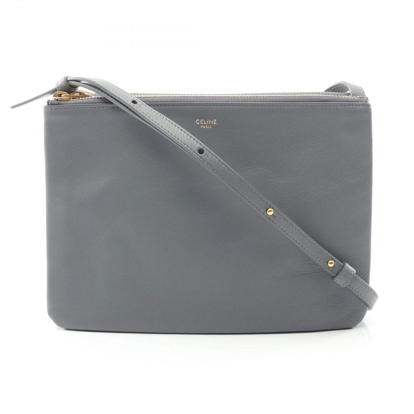 セリーヌ CELINE ショルダーバッグ TRIO LARGE トリオ ラージ グレー レザー レディース A