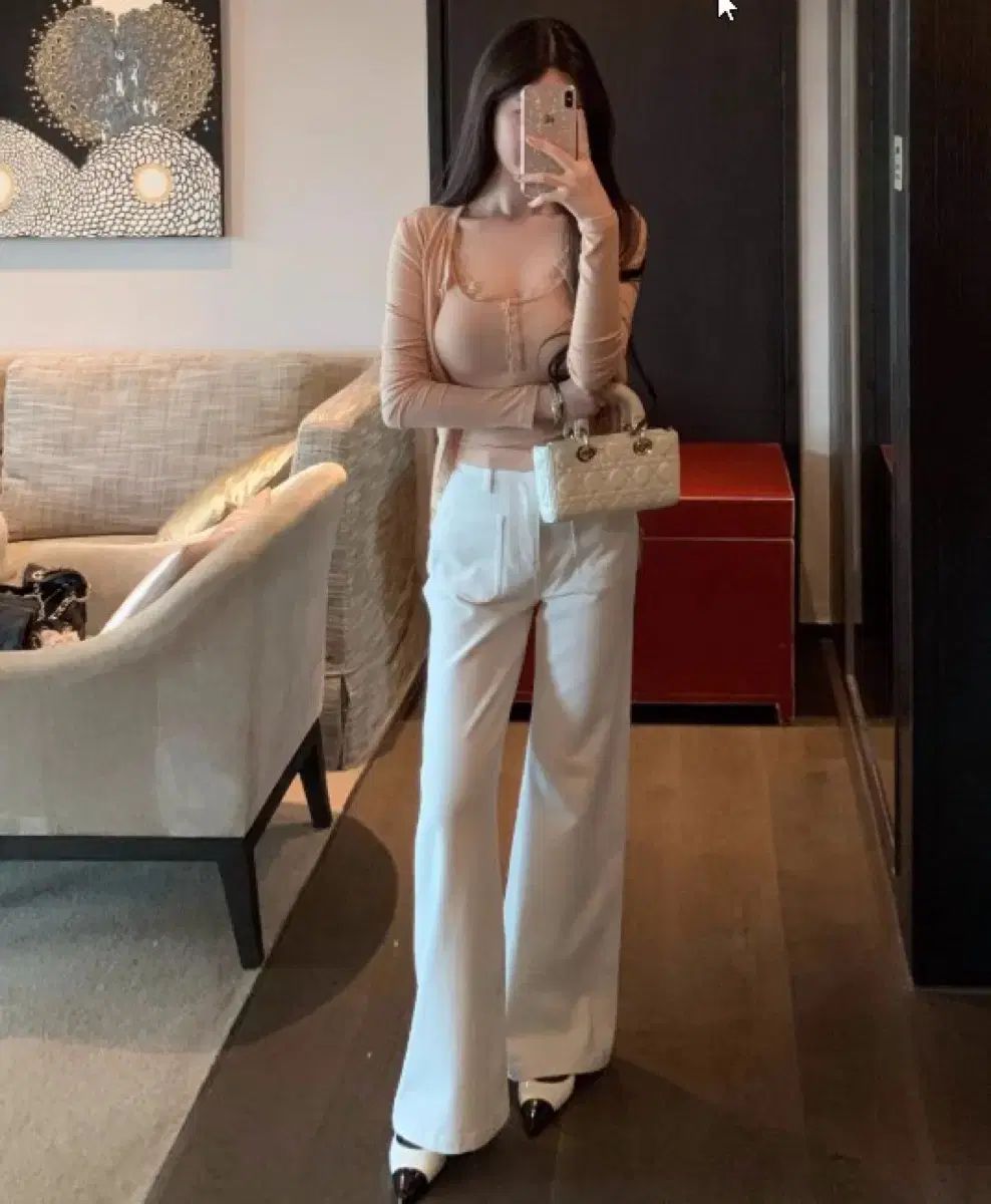 ホワイトブーツカット ホワイトデニム ズボン