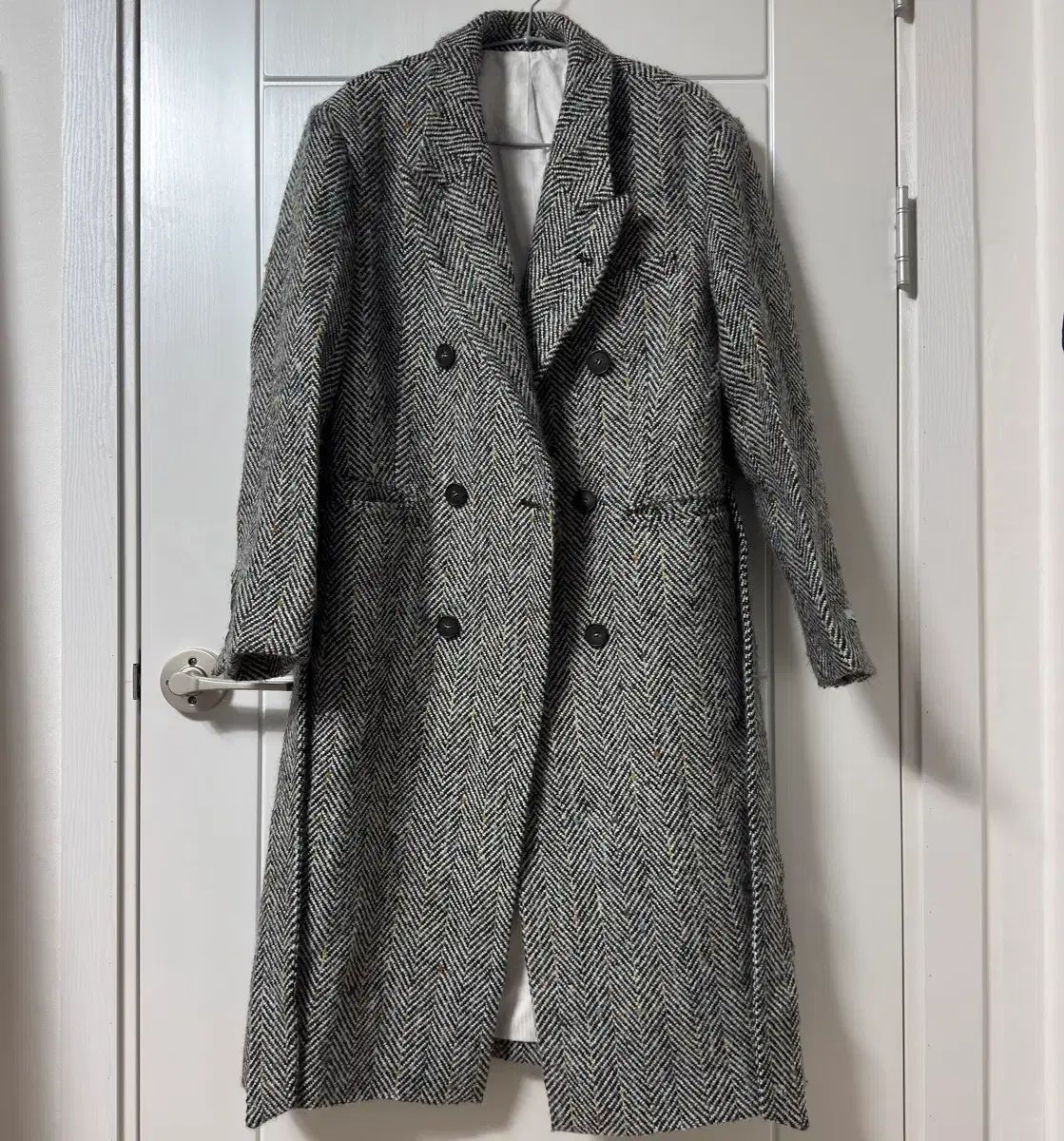 INSTANTFUNK 21FW オーバーサイズ ウール ダブル ロング コート グレーヘリンボーン