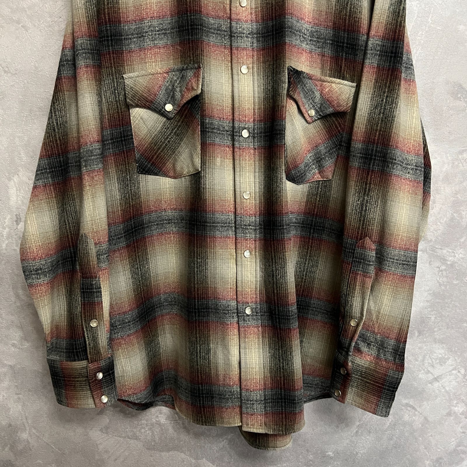 90s PENDLETON ウールウエスタンシャツ オンブレチェックシャツ サイズ