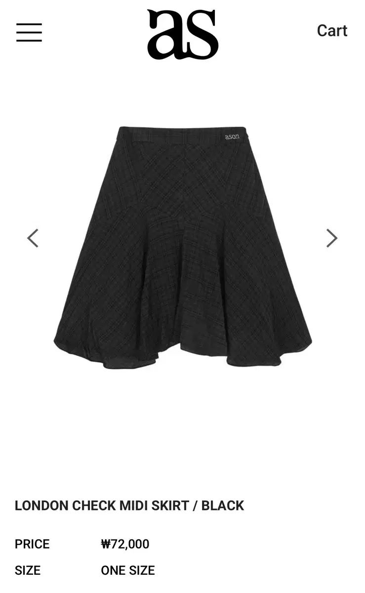 アズオン ロンドン CHECK ミディ丈スカート ブラック