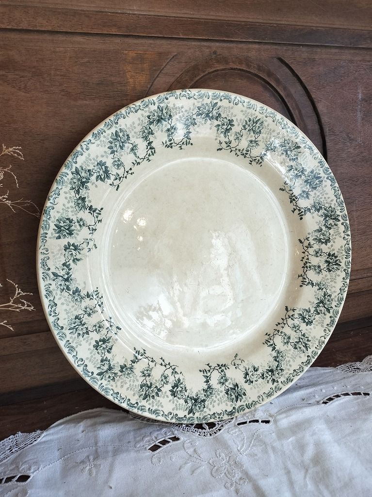 フランス アンティーク 絵つき皿 Choisy Le Roi 装飾 大皿 31.5㎝ 1900