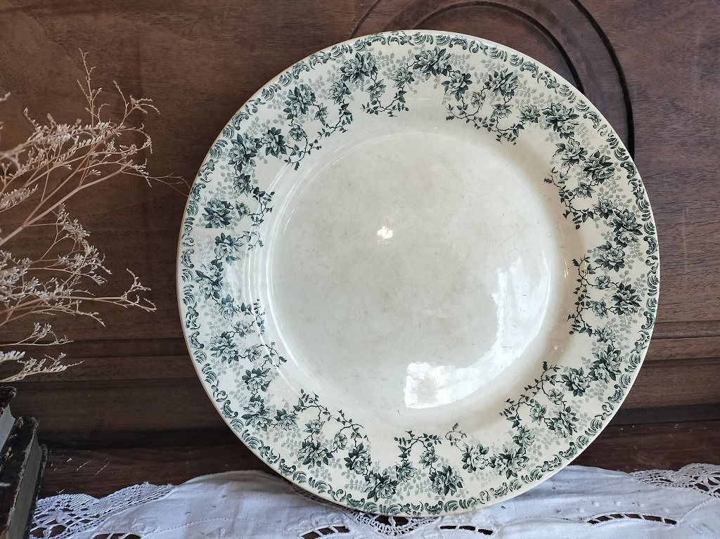 フランス アンティーク 絵つき皿 Choisy Le Roi 装飾 大皿 31.5㎝ 1900