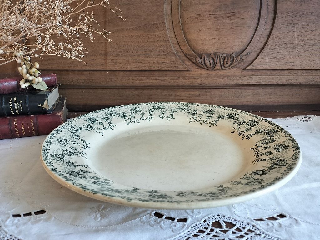 フランス アンティーク 絵つき皿 Choisy Le Roi 装飾 大皿 31.5㎝ 1900