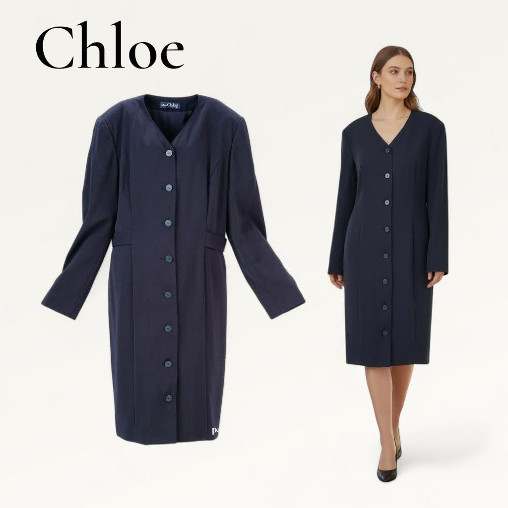  シルク混 Chloe ミスクロエ ワンピース 膝丈 フォーマル ネイビー ベルト 紺 その他 スーツ フォーマル ドレス