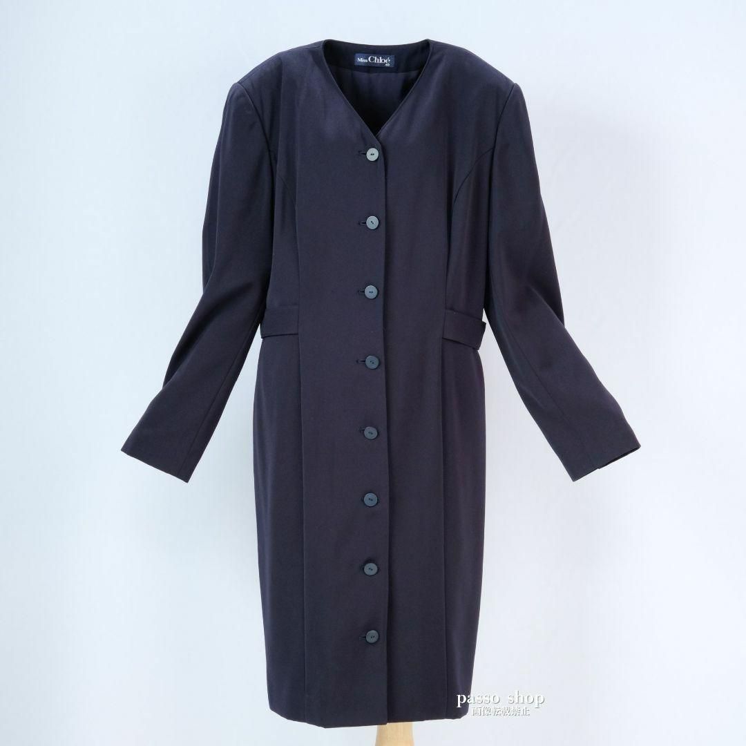 シルク混 Chloe ミスクロエ ワンピース 膝丈 フォーマル ネイビー ベルト 紺