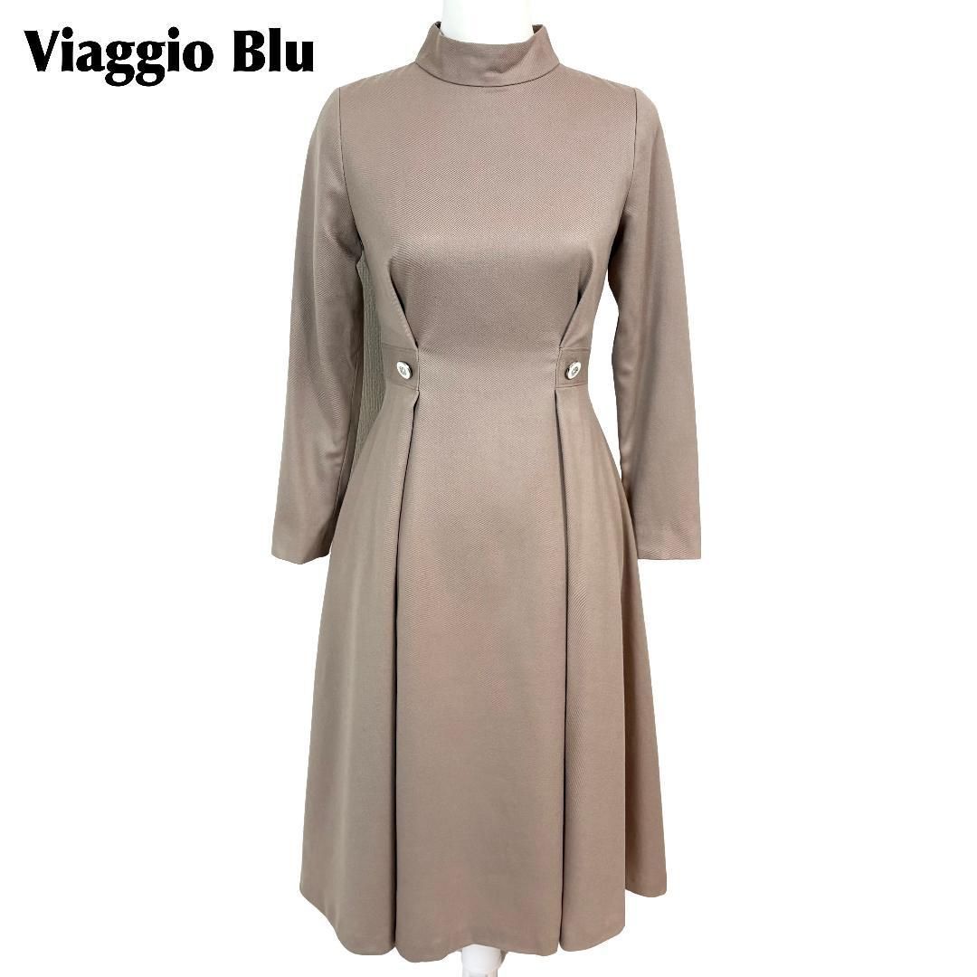 Viaggio Blu 長袖ワンピース ウール 白ボタン 0 ベージュ