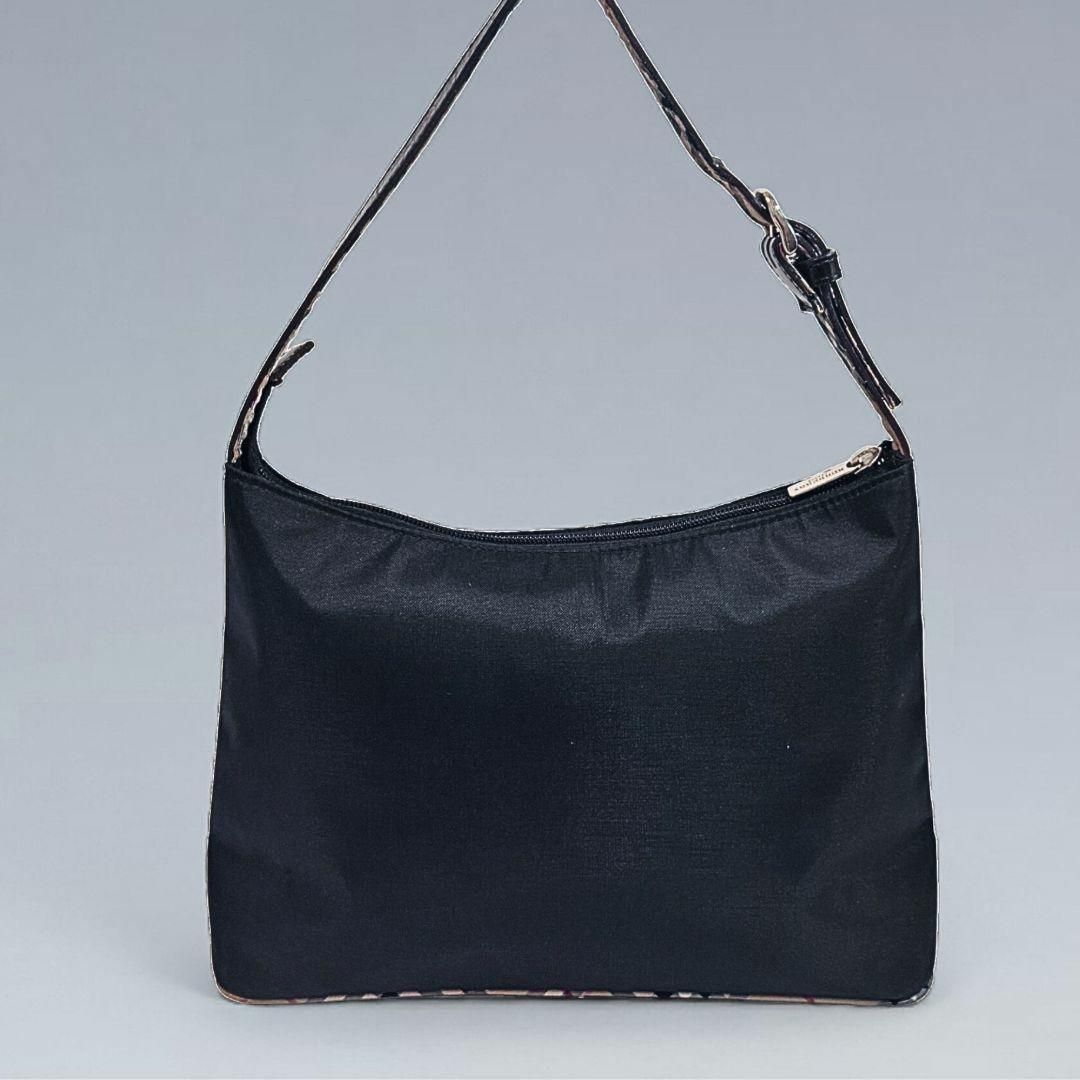 【美品】バーバリーロンドン ノバチェック ショルダーバッグ ブラック ナイロン 大人気✨バーバリー ハンドバッグ 黒 ノバチェック ワンショルダー