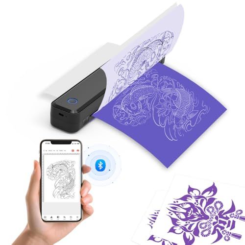 タトゥーマシン tattoo printer タトゥーペーパー 5 枚プレゼント ?牙ワイヤレス刺青プリンター タトゥー初心者やデザイナーに適し 携帯用で DIY タトゥーに対応 アダプター Android IOS 電話 タブレット
