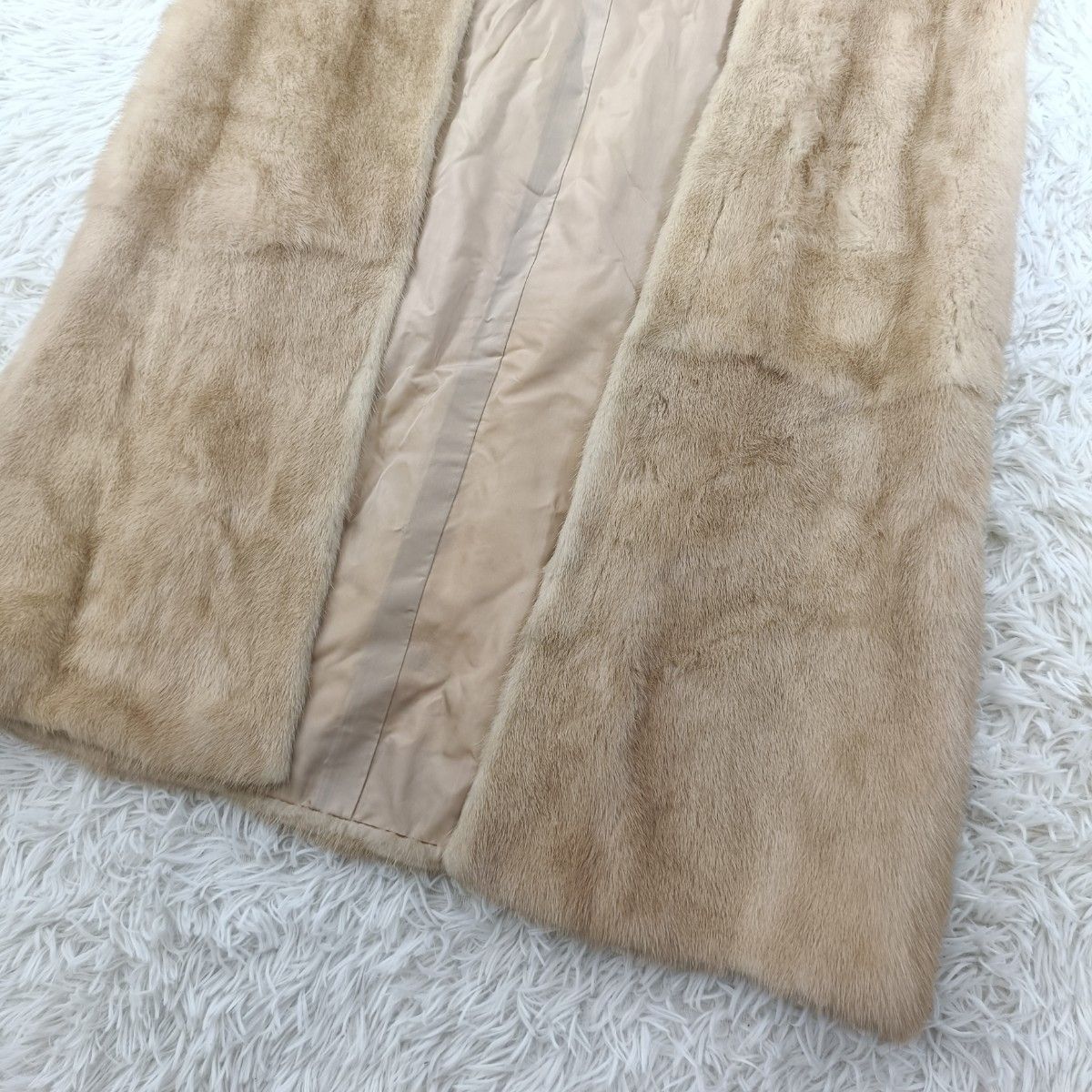 着丈105cパステルミンク ミンクファー ロングジレ ベージュ
