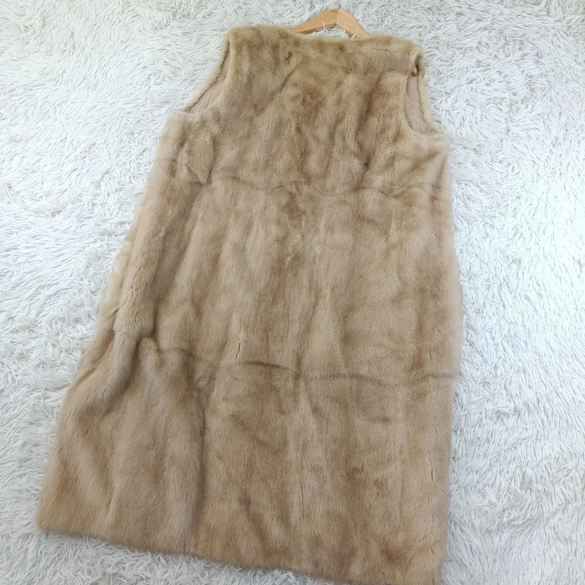着丈105cパステルミンク ミンクファー ロングジレ ベージュ
