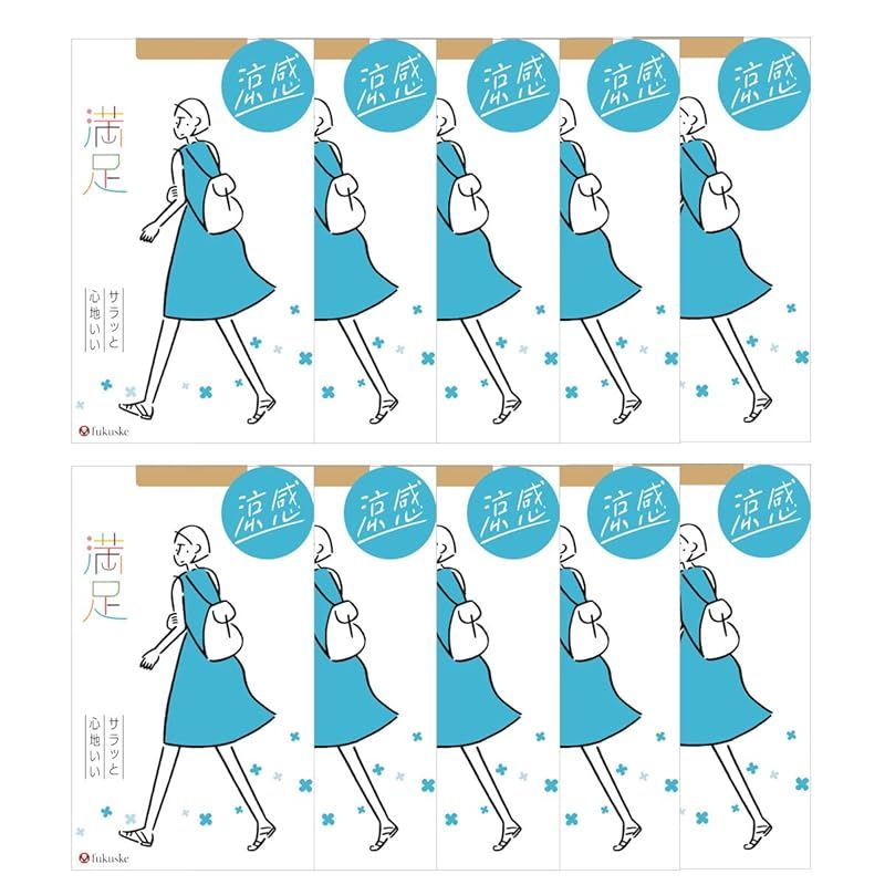 フクスケ 満足 サラッと心地いい涼感 無地 パンティストッキング 10足組 コンジュゲートゾッキ パンスト お買得 まとめ割 福助 0