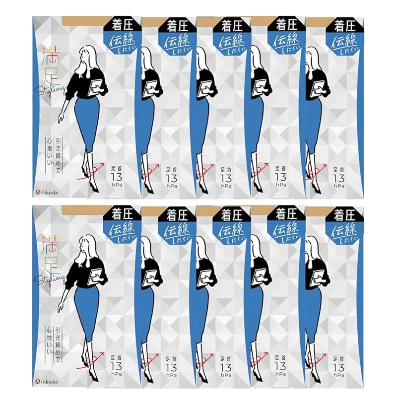 フクスケ 満足Styling スタイリング 伝線しにくい 無地 着圧パンティストッキング ノンラン設計 10足組 福助 お買得 0