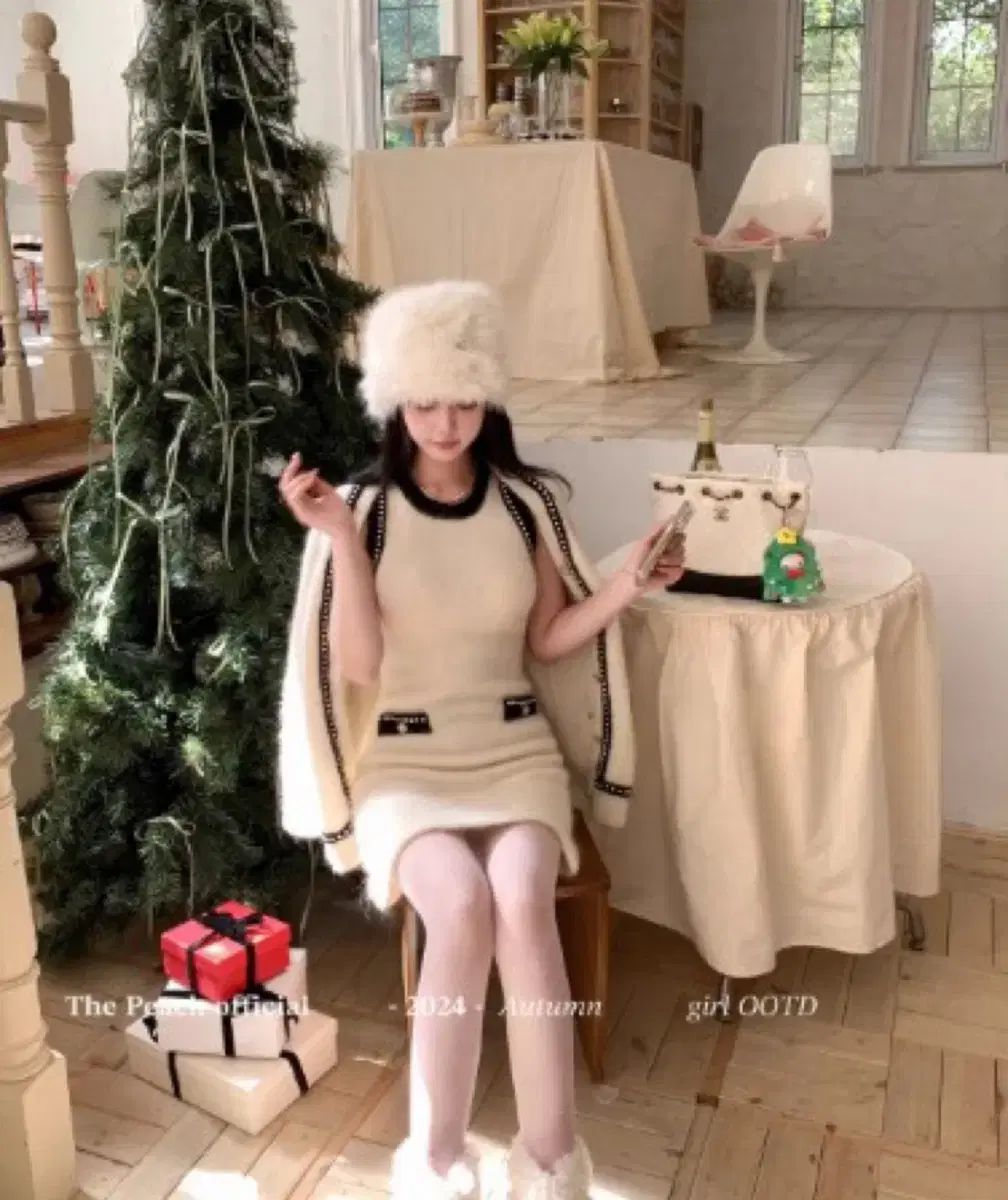 ツイード ミニ ワンピース カーディガン セット