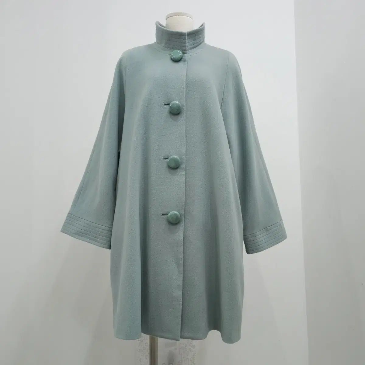 ウール100% ミントグレー 販売済み ハイネック コート 日本