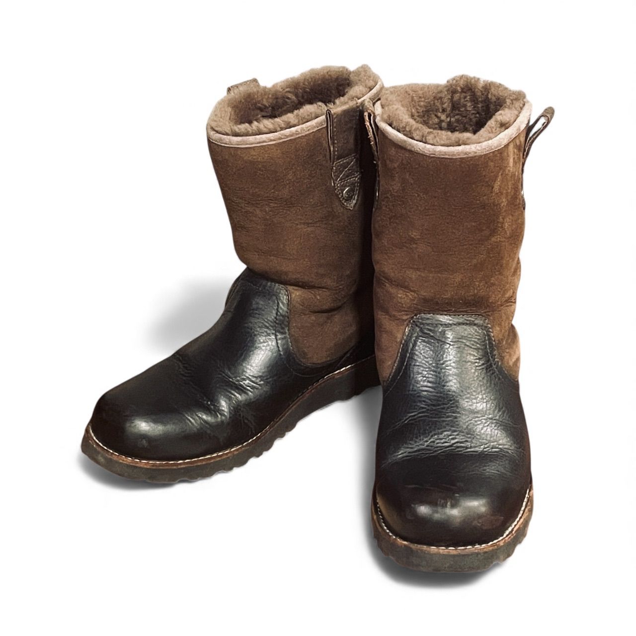 UGG アグ ブーツ 27 cm ムートン カーフ レザー ブラウン ブラック 黒 茶 ツートン メンズ