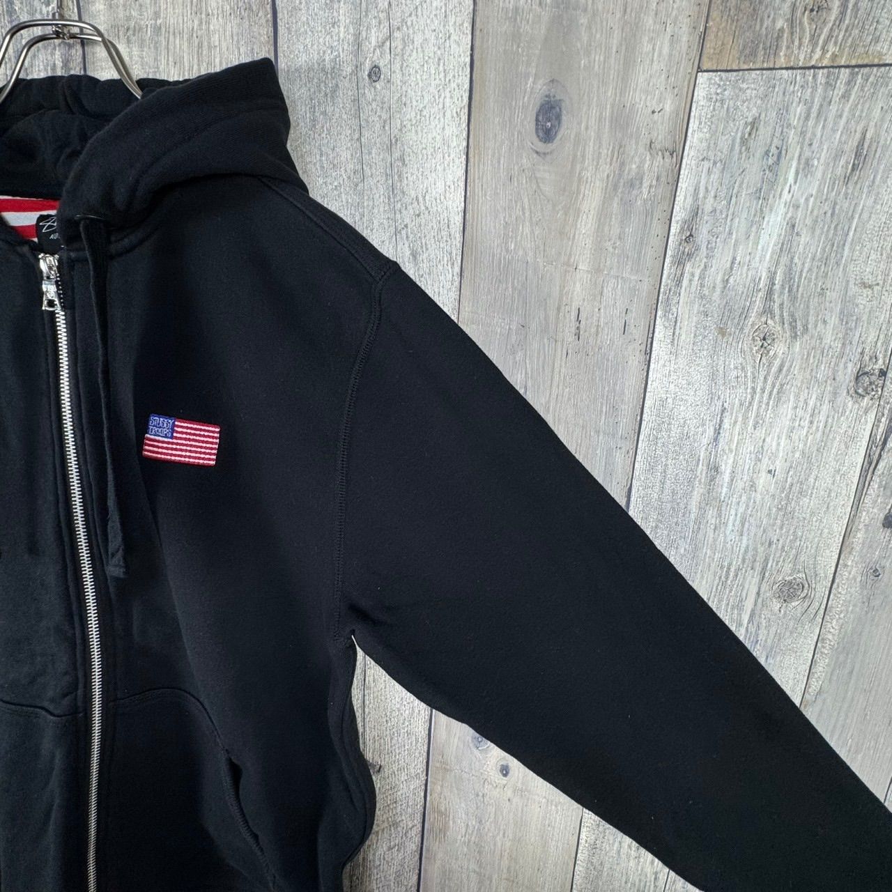 STUSSY ステューシー ブラック 星条旗 刺繍 ダブルフェイス ジップ