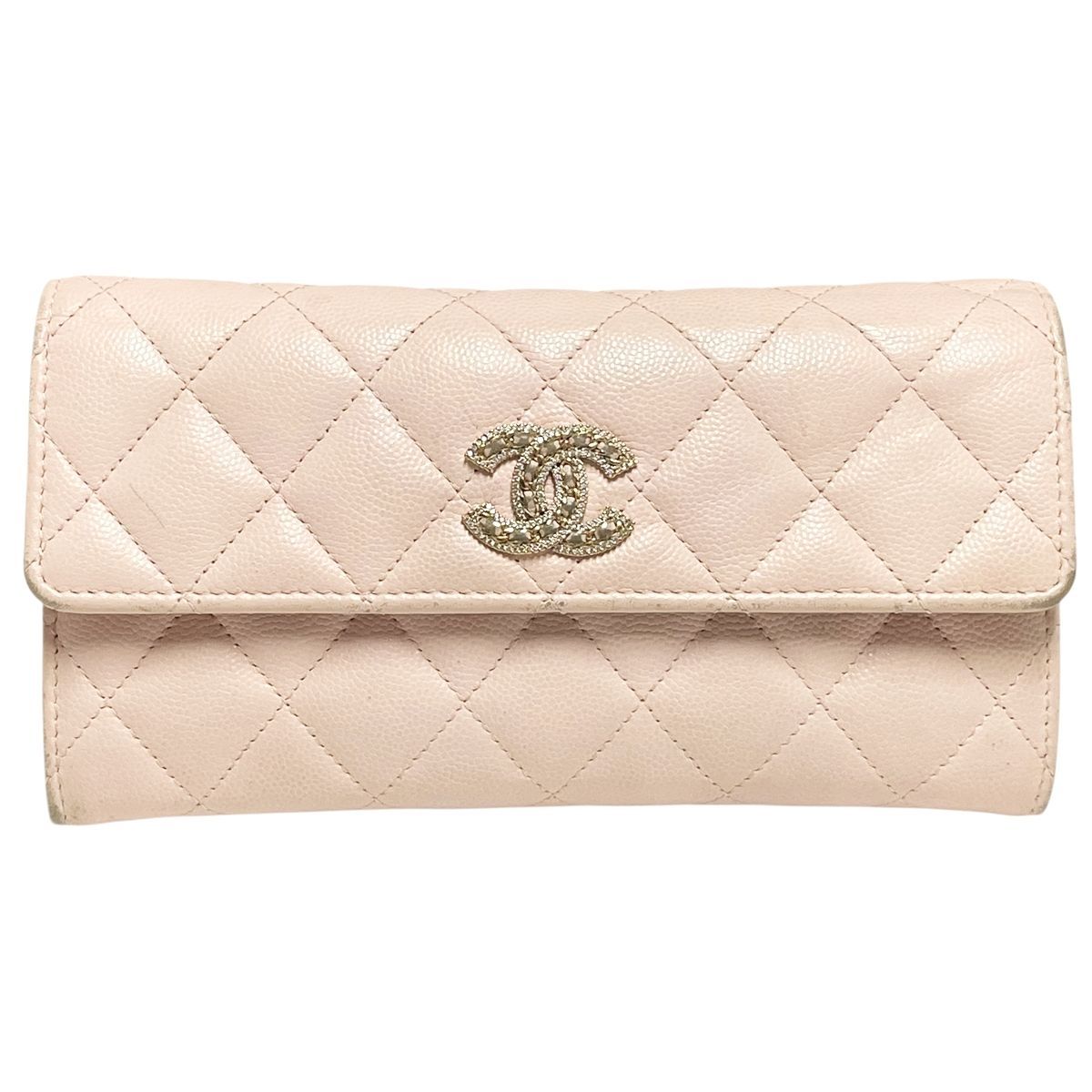 中古】 CHANEL シャネル マトラッセ フラップロングウォレット A50096