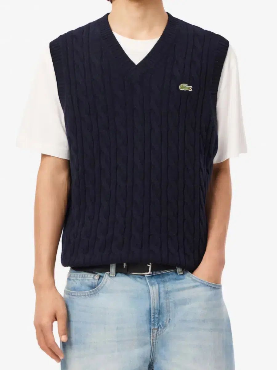 LACOSTE ラコステ ケーブル Vネック ベスト AH 3132-54 N 166