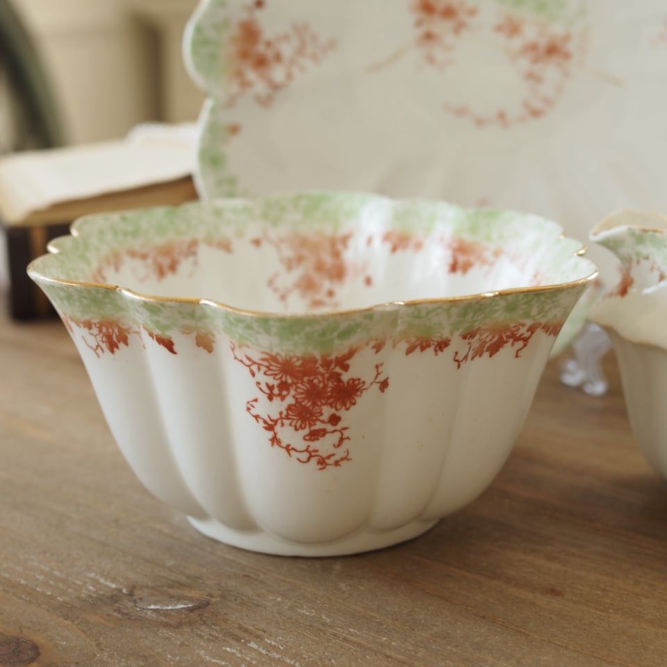 美品 英国シェリー フォーリー 9059スノードロップ ティーセット